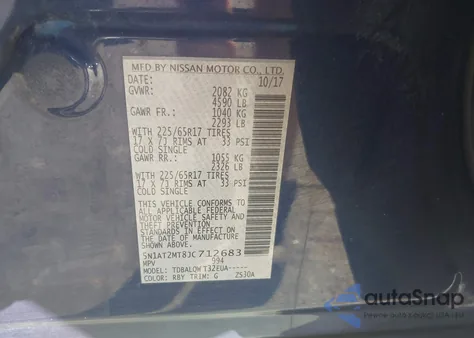 2018 Nissan Rogue Sv from USA, damaged, VIN 5N1AT2MT8JC712683